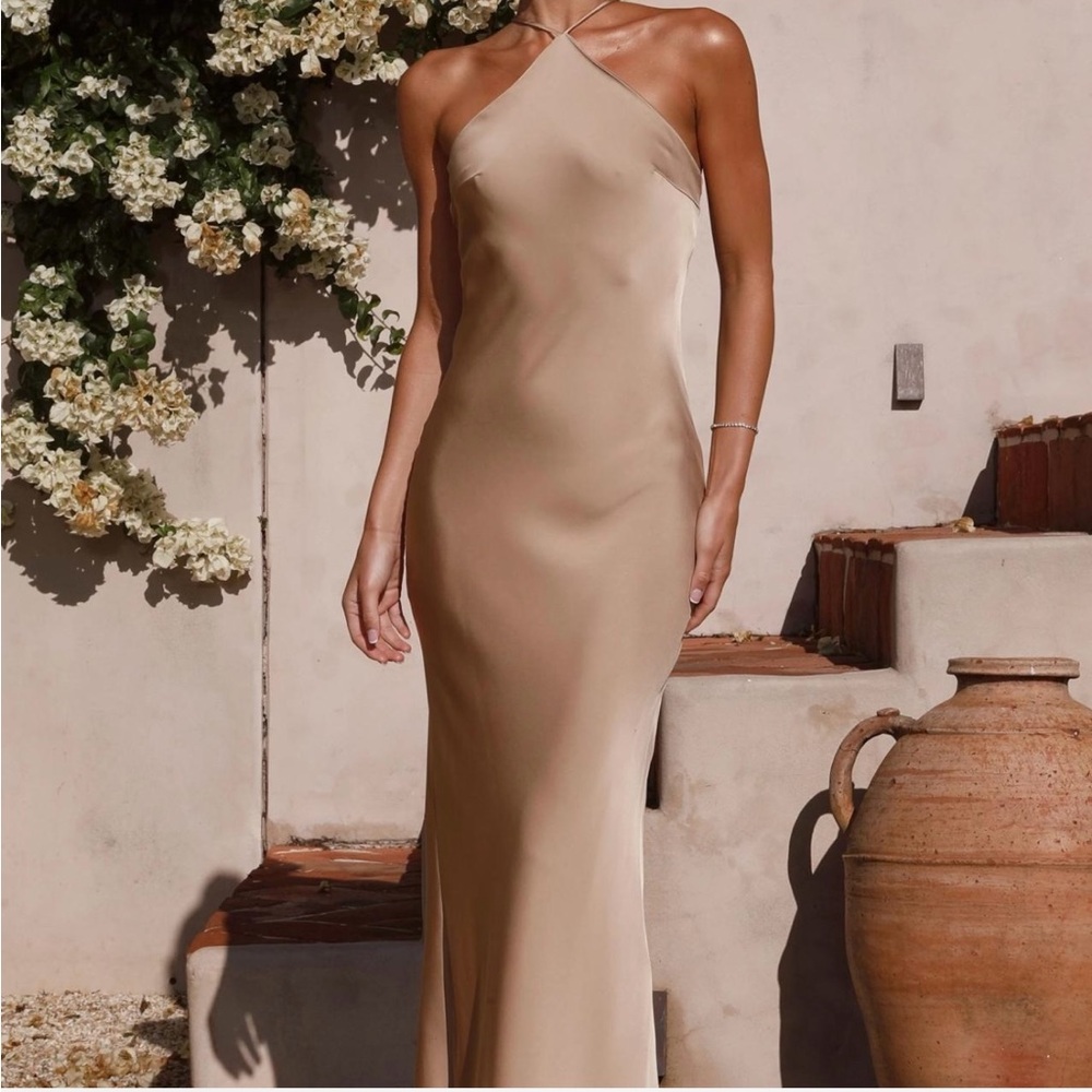 Billy J Chiari Halter dress- Latte